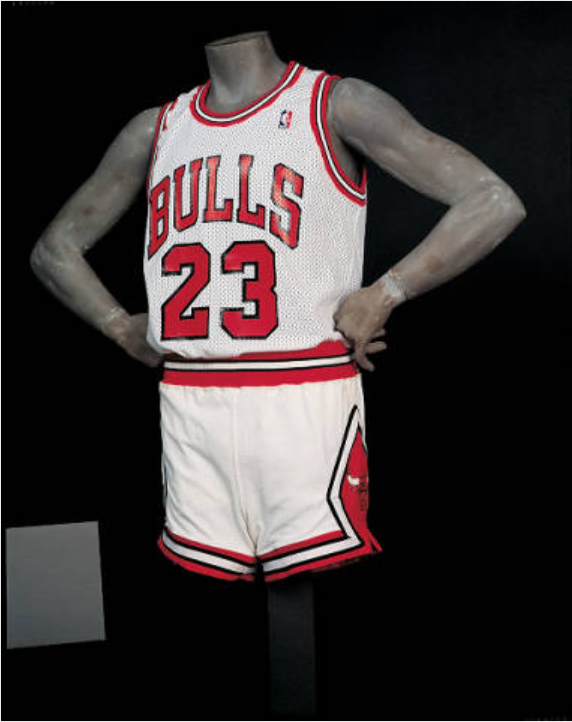 Michael Jordan Bulls uniform jersey and shorts
