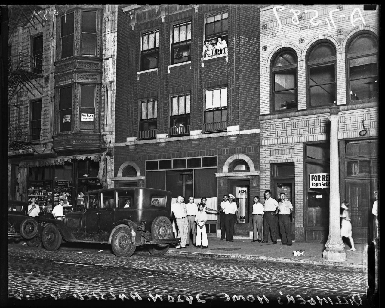 Home of John Dillinger at 2420 North Halsted Street, Chicago, Illinois, 1934.