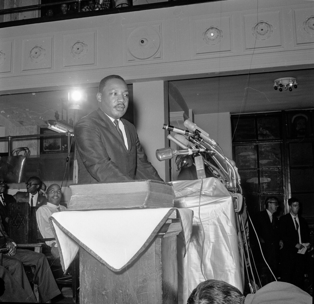 Dr. Martin Luther King Jr. speaking at Stone Temple Baptist Church
