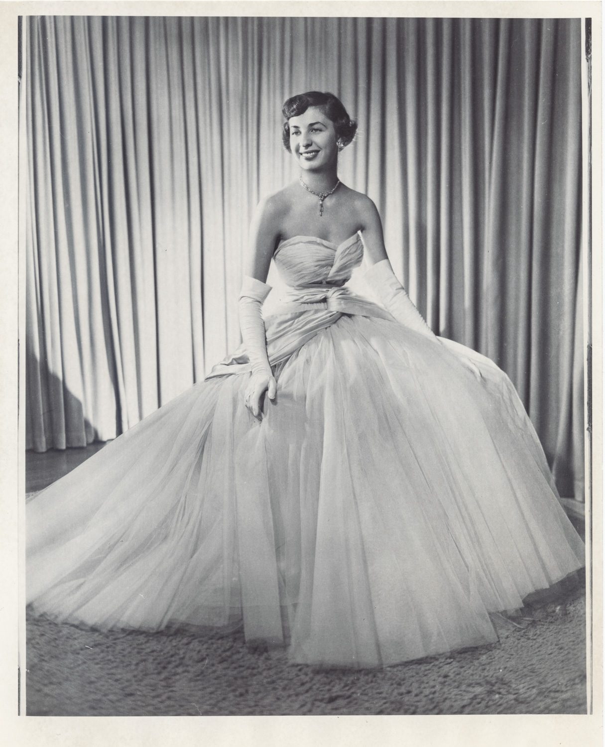 Portrait of Miss Jeanne Brucker in Dior ball gown